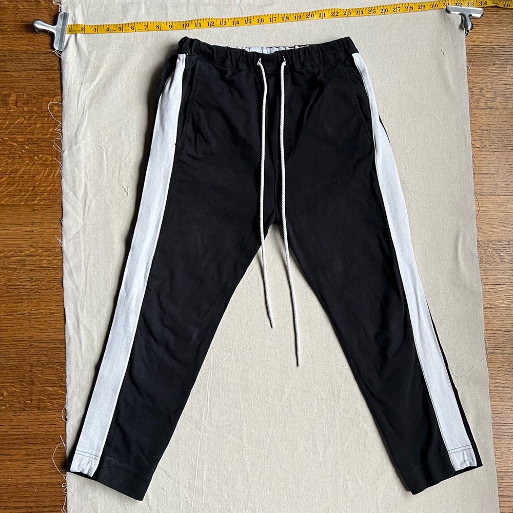 Cropped Cotton Bassike Pants with Tuxedo Banding